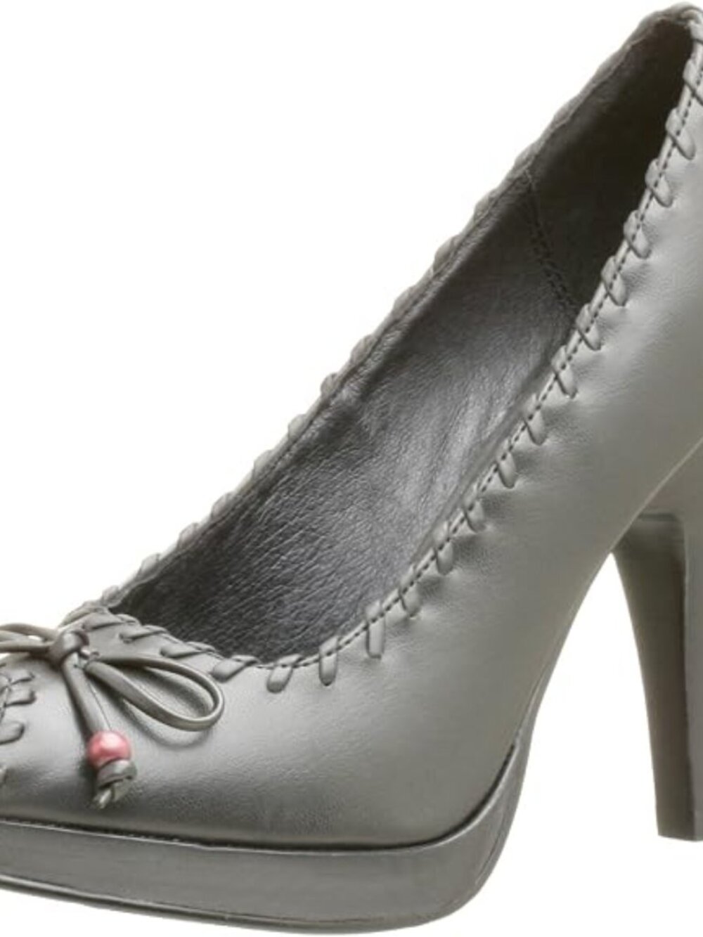 Chinese Laundry Black Peep-Toe Heels with Bow and Bead Accent